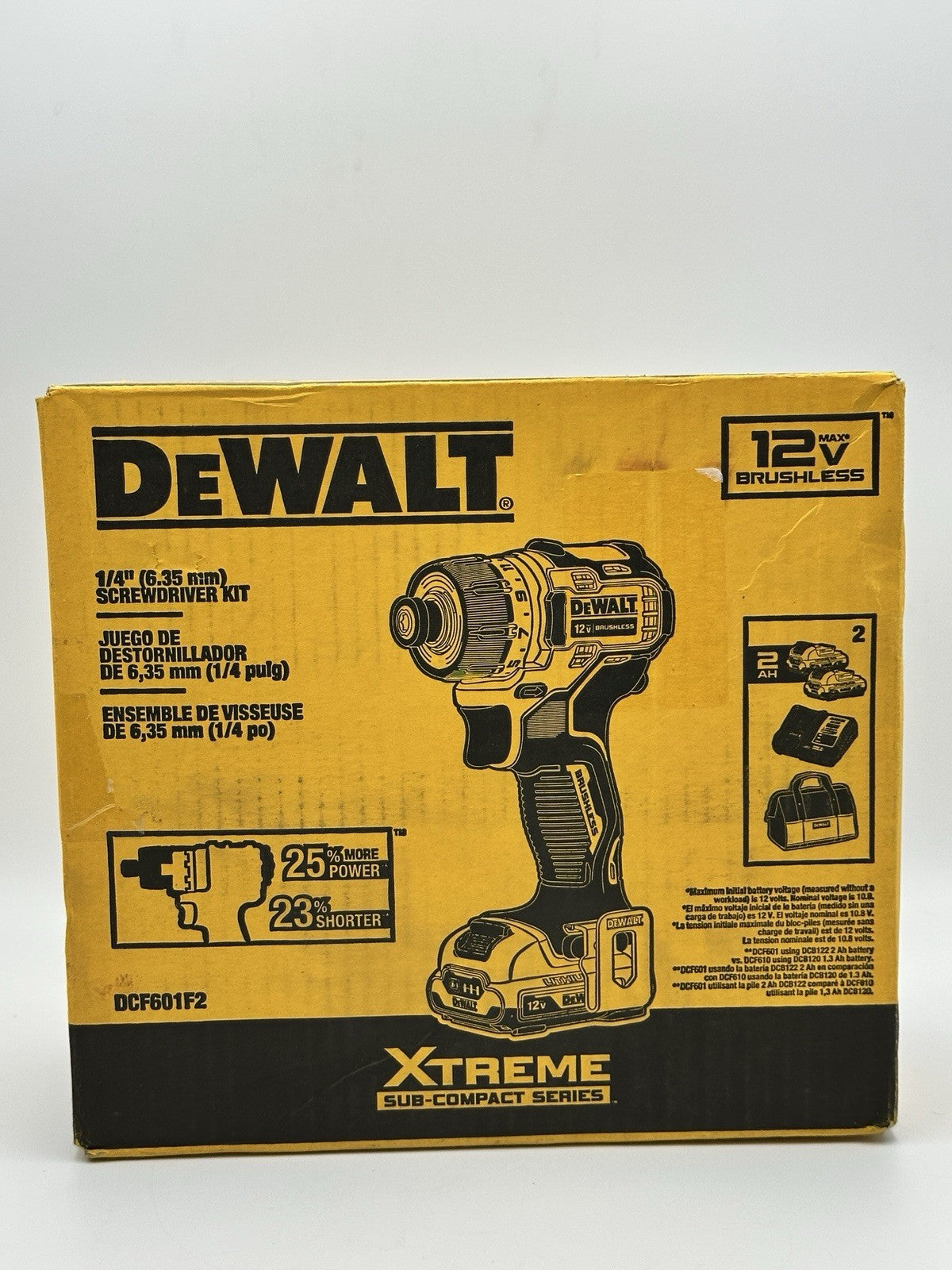 DeWalt DCF801F2 12V MAX Brushless Xtreme Sub-Compact 1/4" HEX Impact Driver Kit
