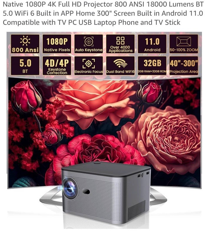 Native 1080P 4K Full HD Projector 800 ANSI 18000 HY350 4K Full HD 800 ANSI