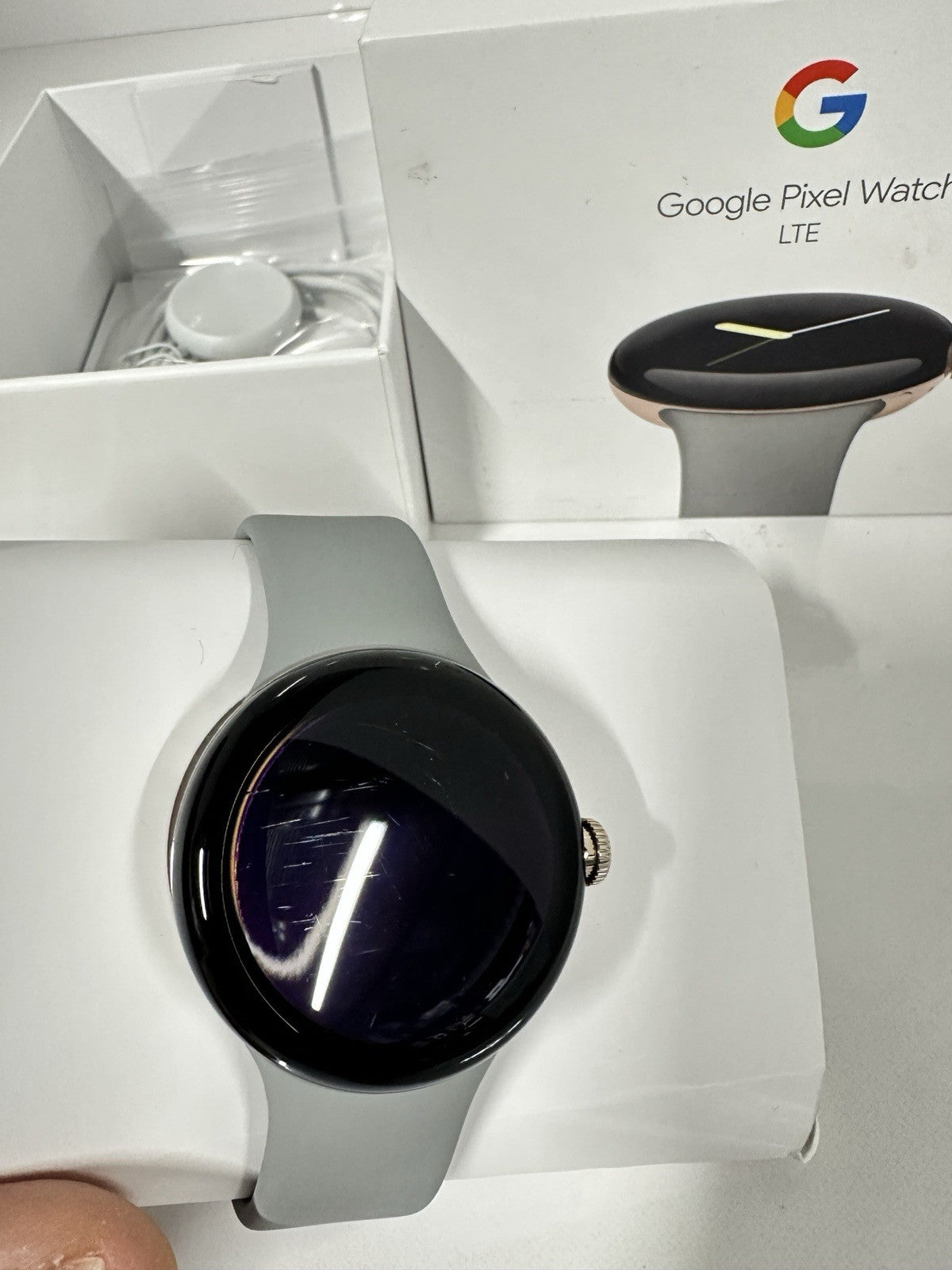Google Pixel Watch 41mm Champagne Gold Stainless Steel Case Grey Strap