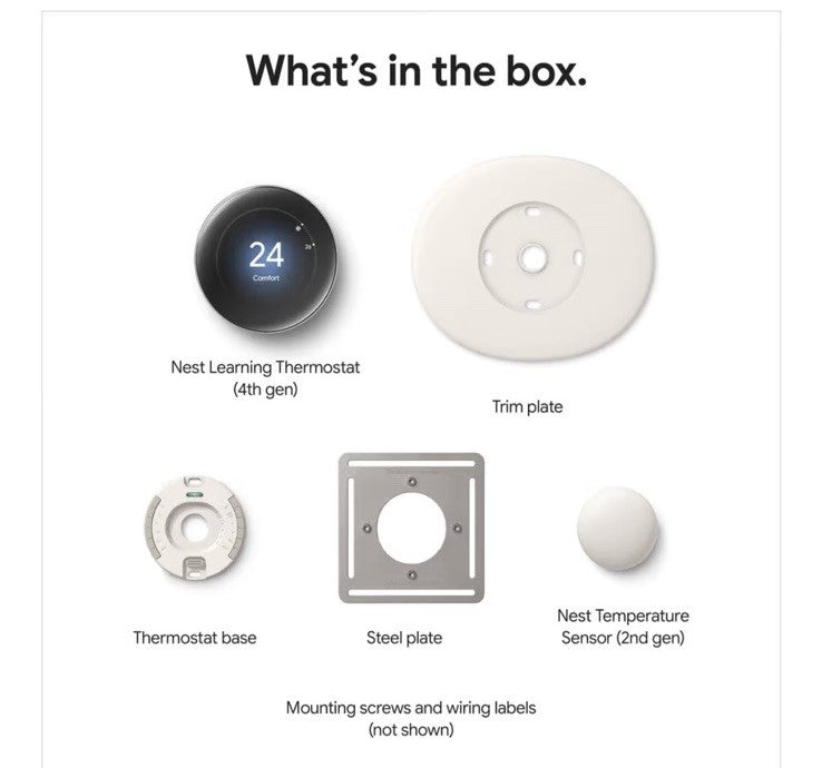 Google Nest Learning Thermostat 4th Gen with Temperature Sensor(grey)