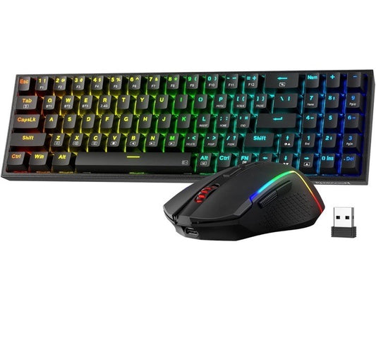 S136 Gaming Keyboard & Mouse Combo, 75% K628 Tri-Mode Wireless RGB Mechanical...