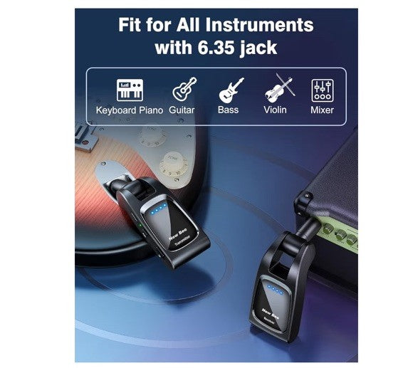 Wireless Guitar System 2.4 GHz with 6 Channels Rechargeable Audio Wireless Guita