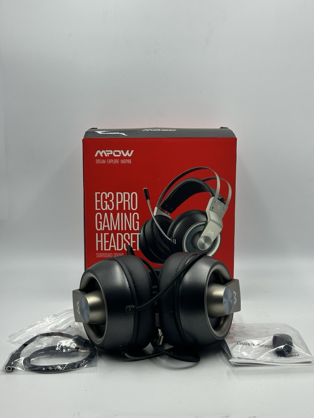 MPOW (BH357A) EG3 Pro Gaming Headset, Surround Sound - Black/silver