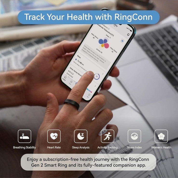 RingConn Gen 2 Ultra-Thin Smart Ring Size 10 Matte Black New