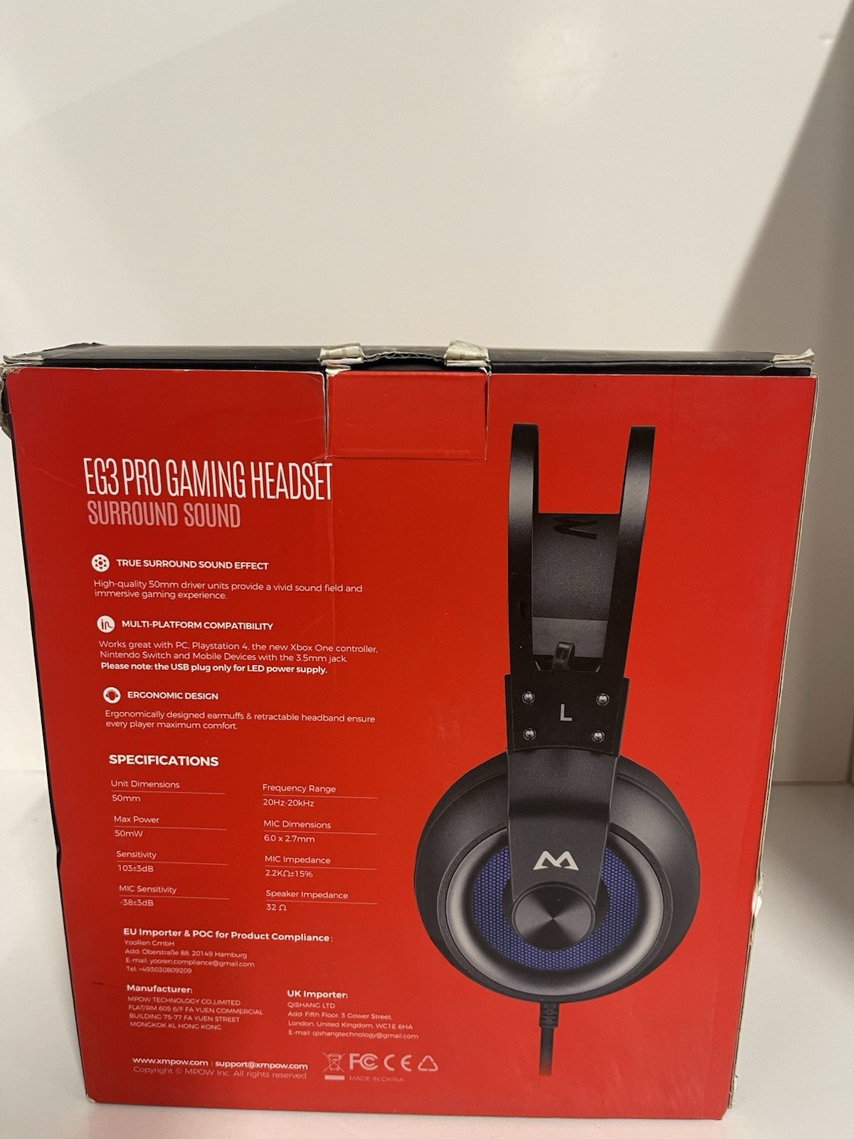 MPOW EG3 Pro Gaming Headset USB Wired Headphones Xbox One, X/PS4, PS5 PC, Phone
