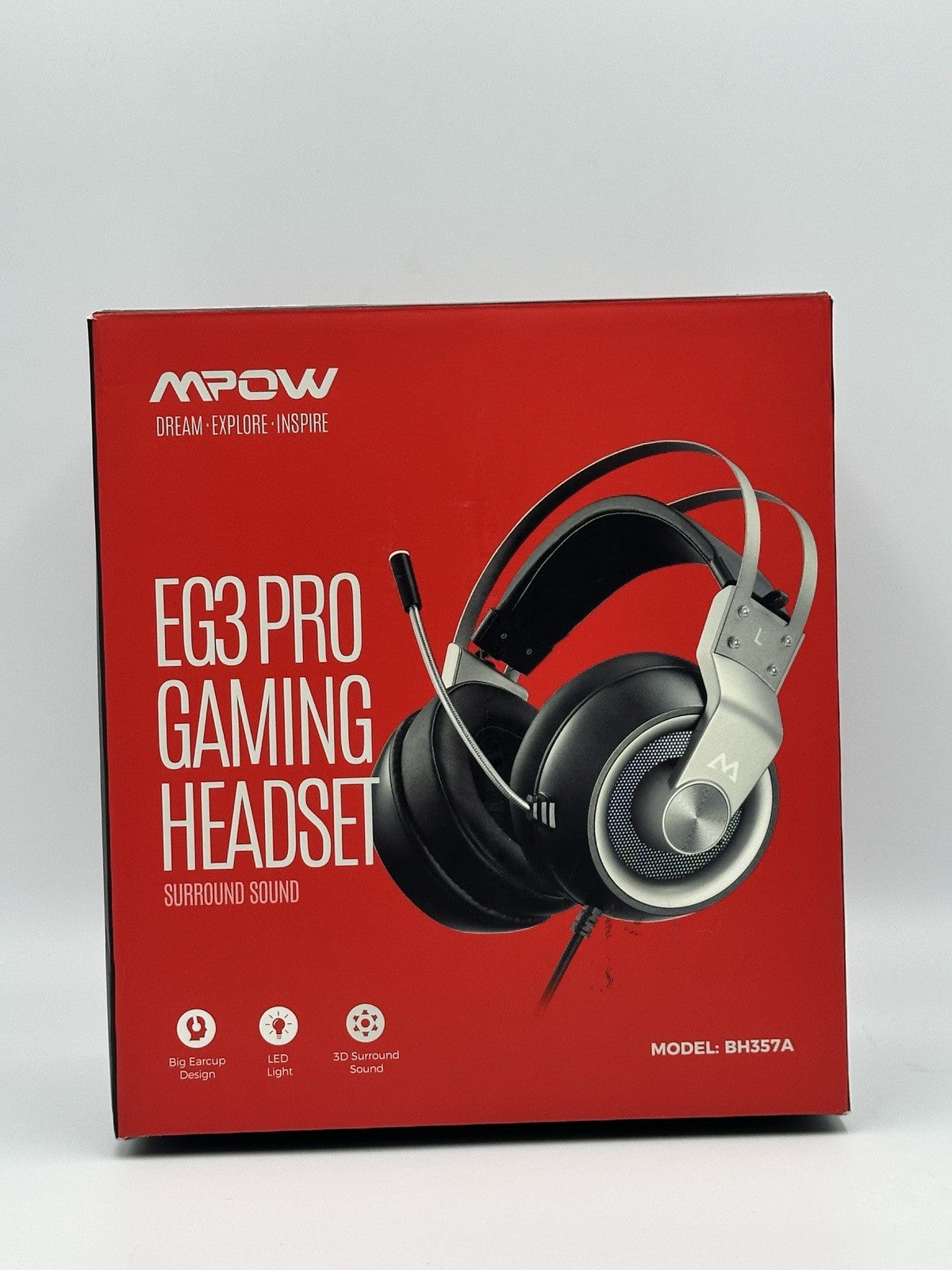 MPOW (BH357A) EG3 Pro Gaming Headset, Surround Sound - Black/silver