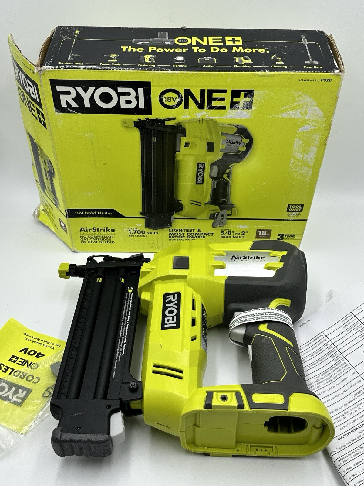 RYOBI 18V ONE+ AirStrike 18-Gauge Cordless Lithium-Ion Brad Nailer (Tool-Only)