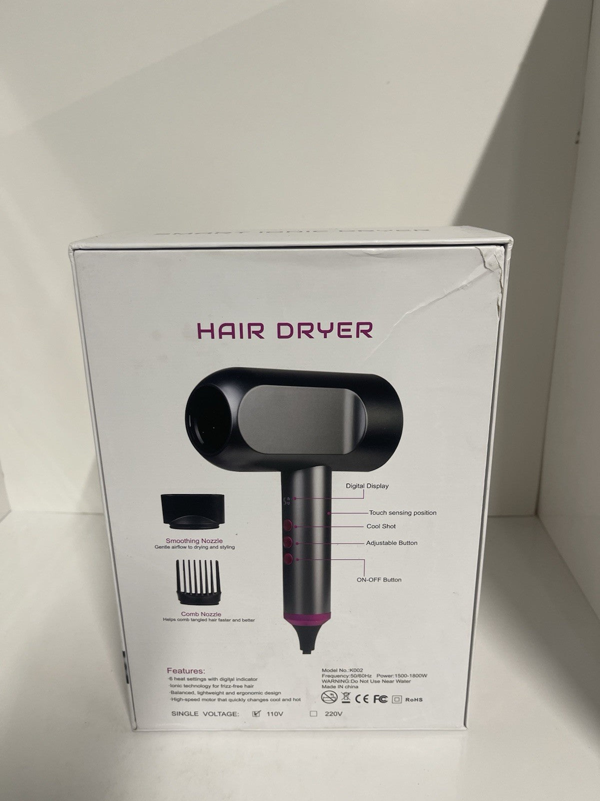 Pro+ ionic hair dryer Model K002 1500-1800W