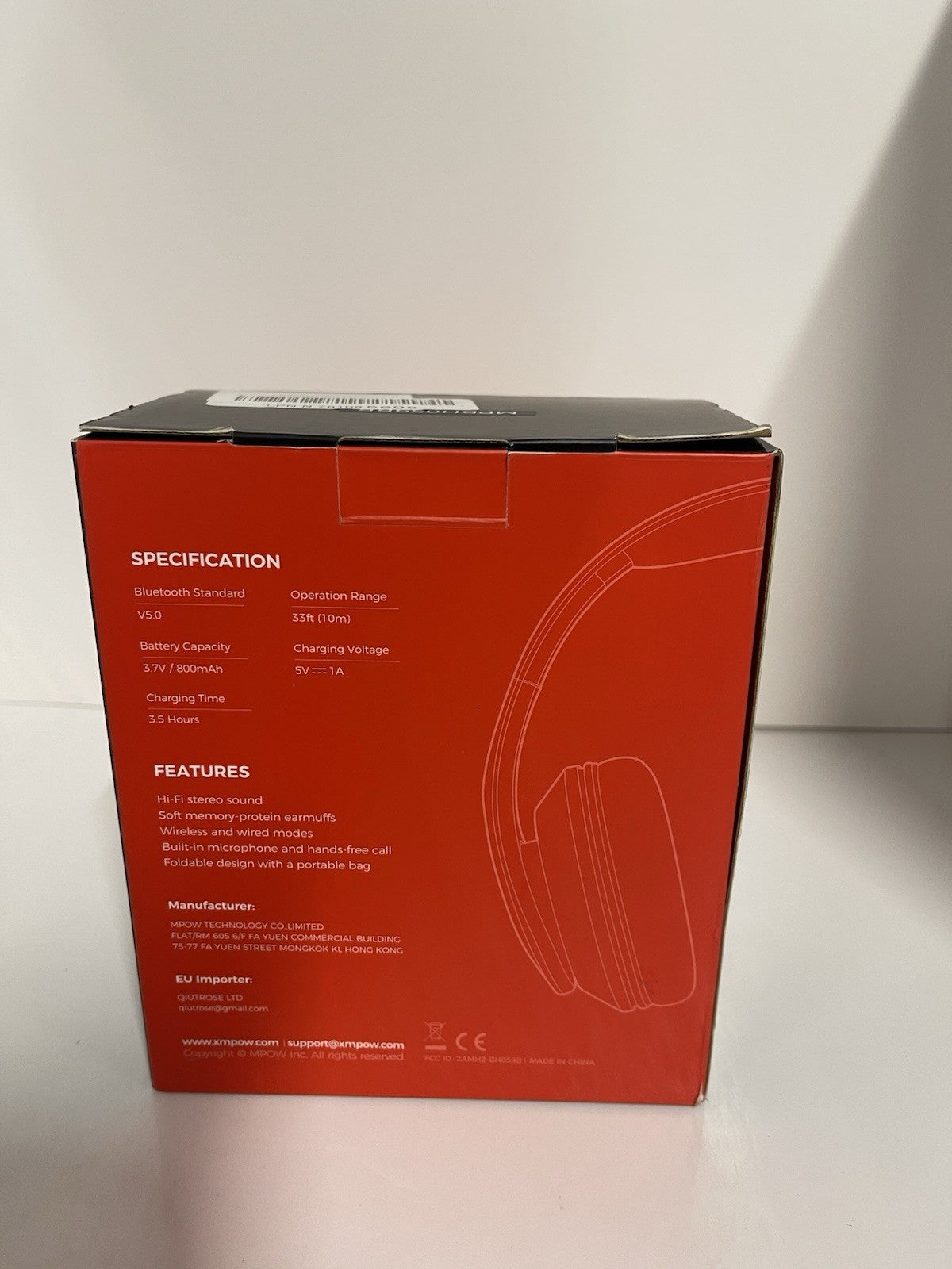 MPOW (BH059B) 059 Bluetooth Headphones, with Transmitter - Black/Red