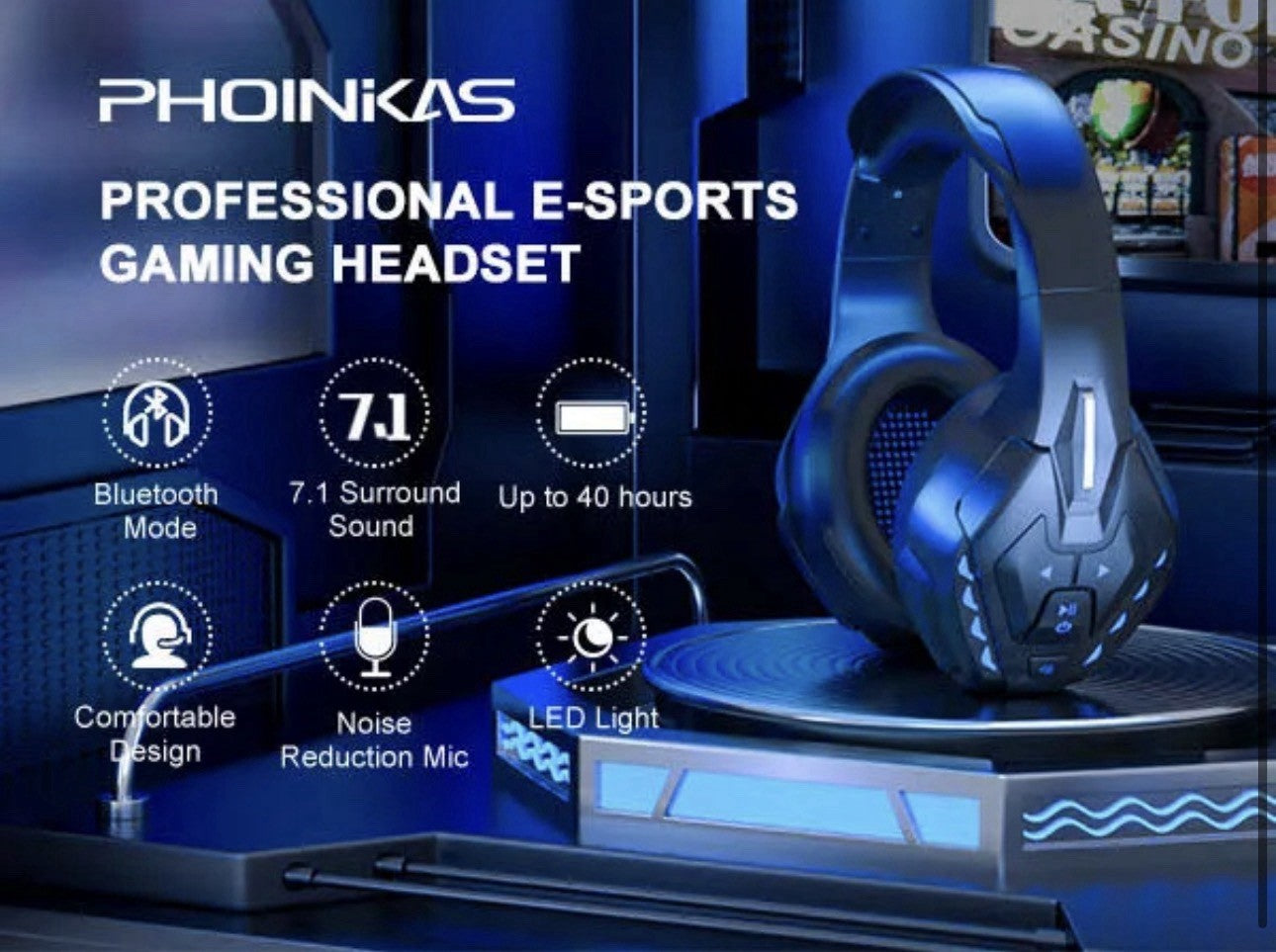 Kotion BT Bluetooth Gaming Headset With Removable Microphone B3510