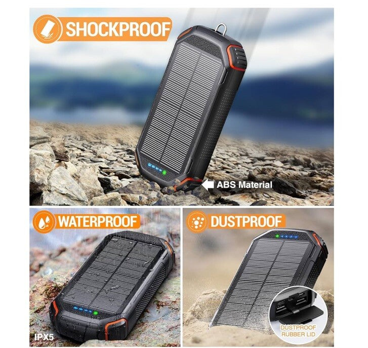 Jinepin Solar Power Bank 36000mAh, Deep Orange (PN-W23)