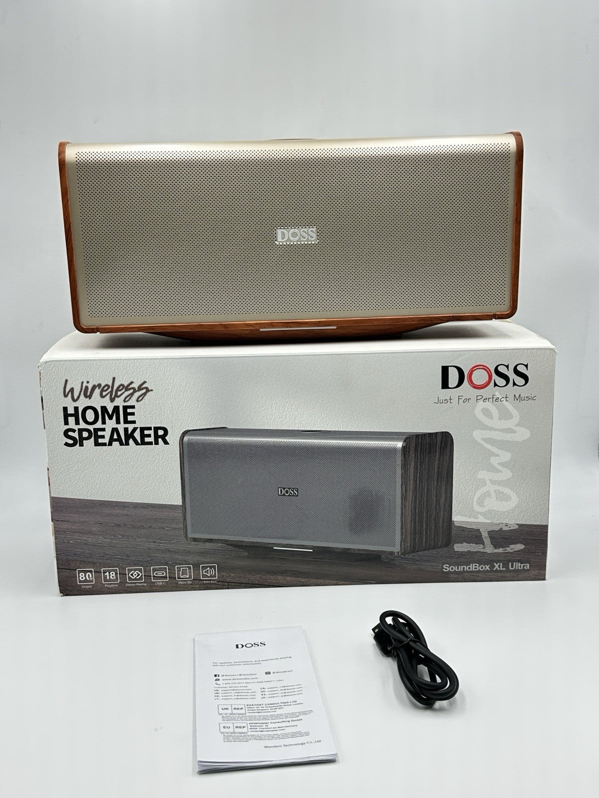 DOSS SoundBox XL Ultra Wireless Home Speaker, Gold