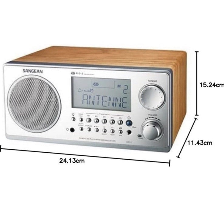 Sangean WR-2 AM/FM Tabletop Radio Receiver Remote AUX  (9.25" x 7") - Open Box