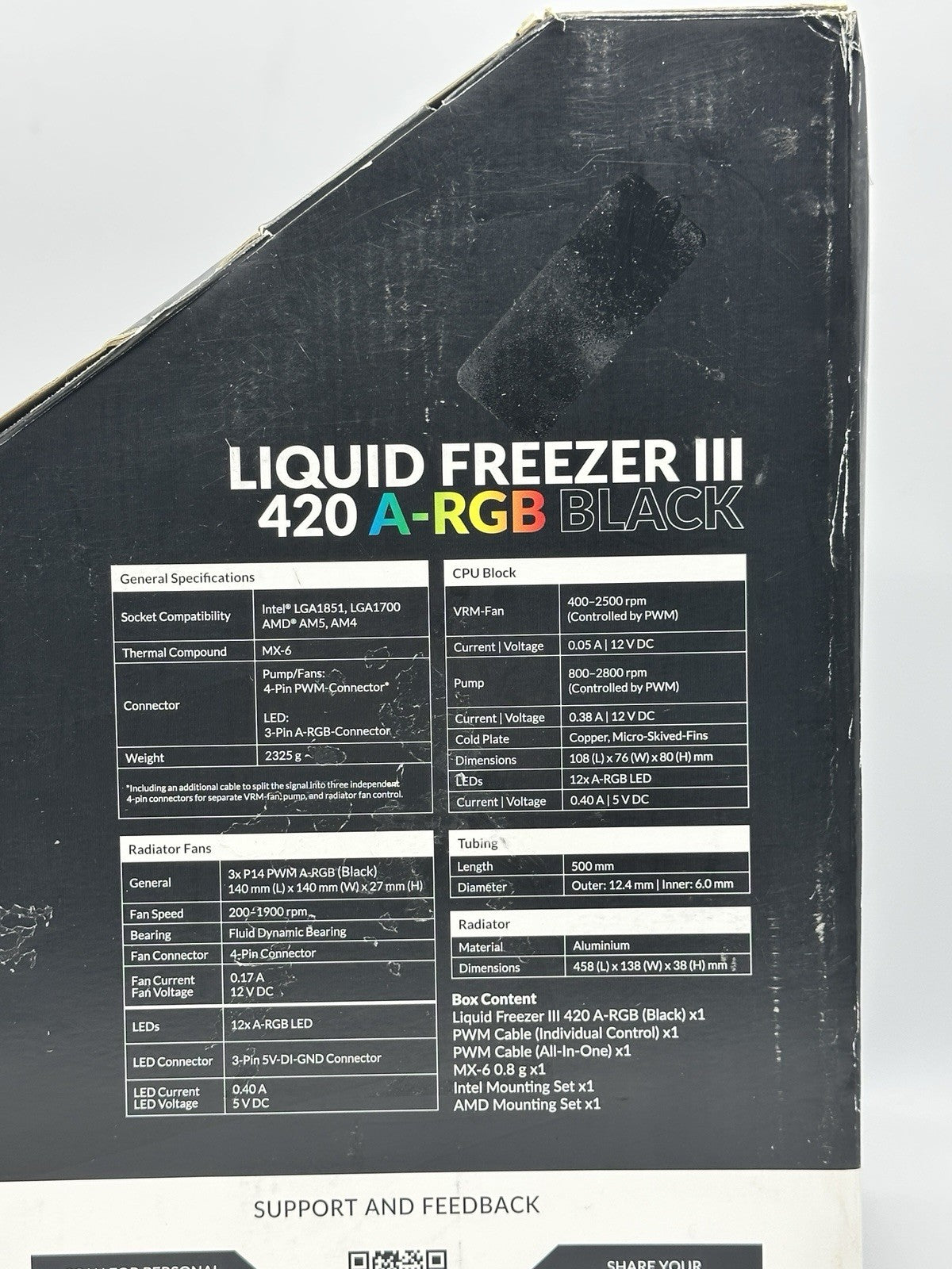 ARCTIC Liquid Freezer III 420 A-RGB Black Damage Box Open Box