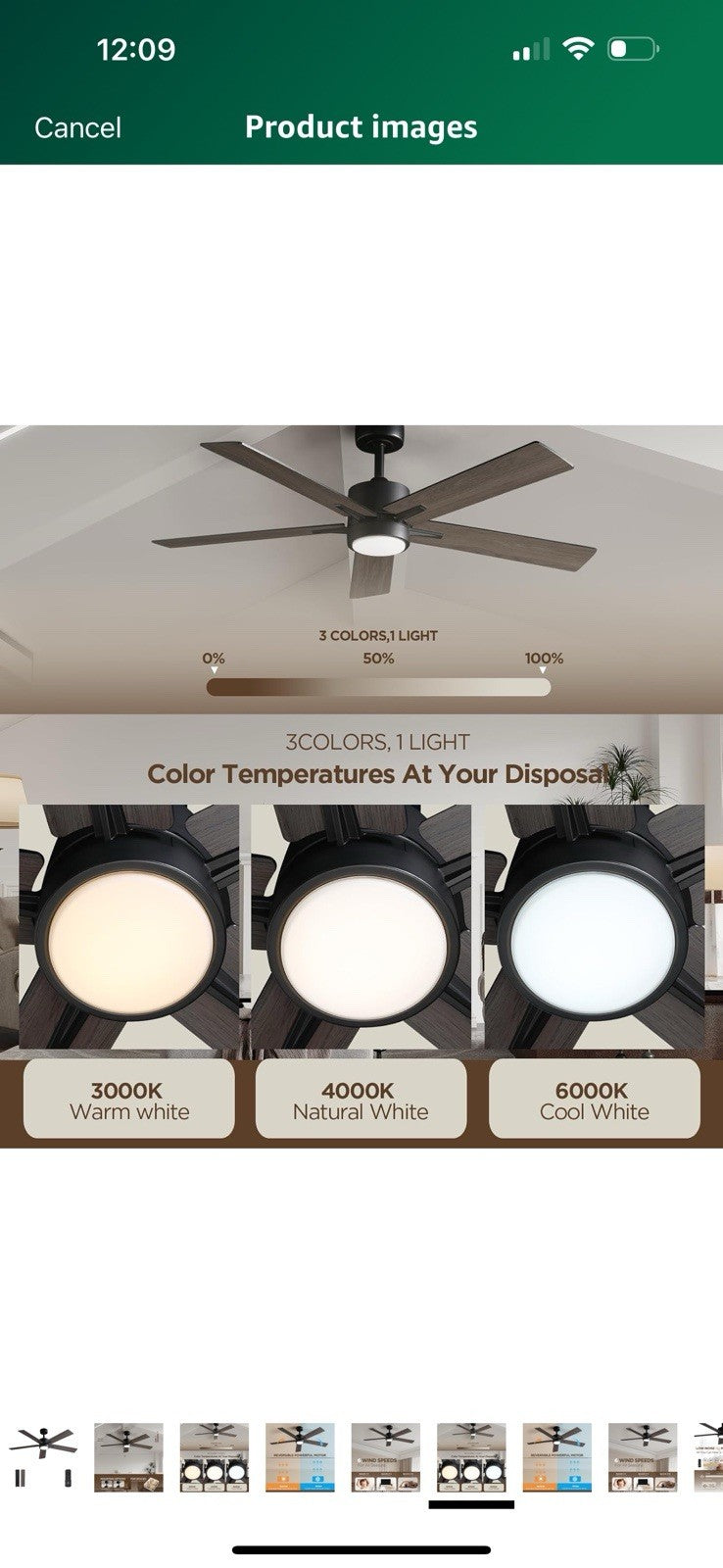 52 inch Modern Ceiling Fan with Light Remote Tri-Color Temperature LED