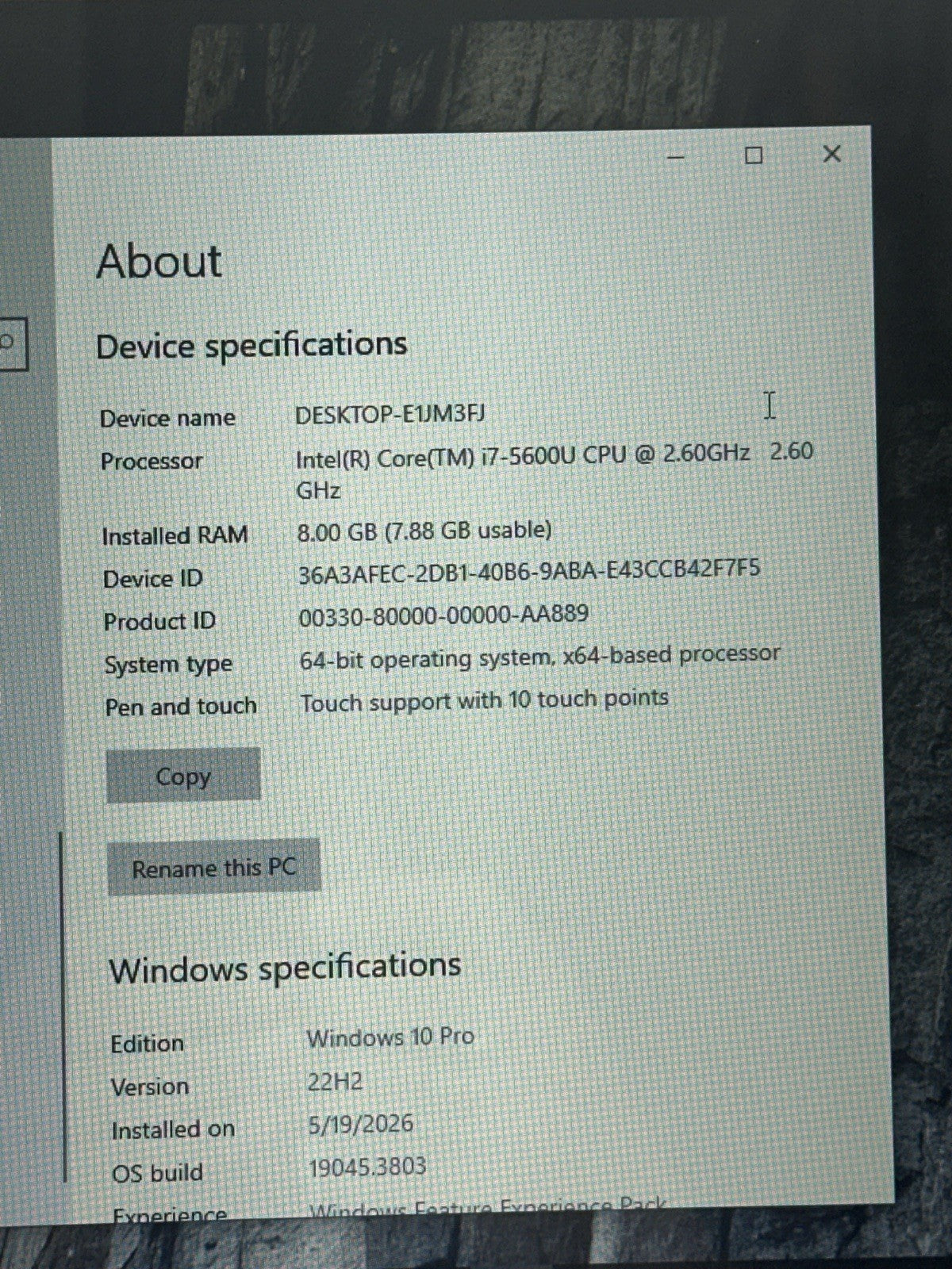 Dell Latitude e5550 i7- 5th 5600U 2.60GHz 8GB Ram 512GB SSD Win 10 Touch Screen