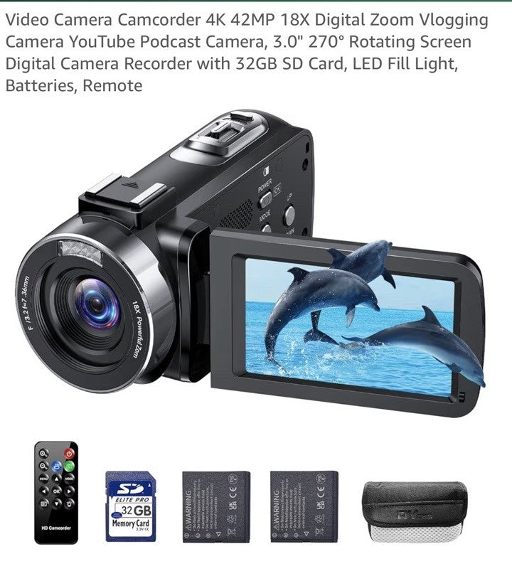 Cam Coder With 32 Gb Memory Card And Remote 