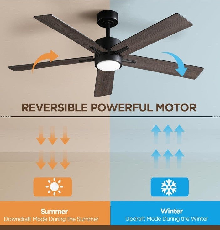 52 inch Modern Ceiling Fan with Light Remote Tri-Color Temperature LED