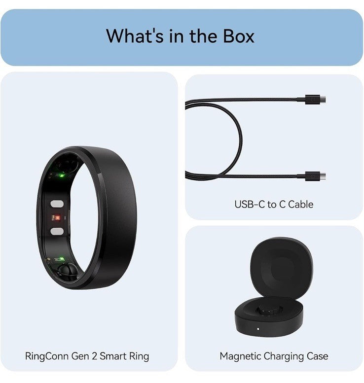 RingConn Gen 2 Ultra-Thin Smart Ring Size 10 Matte Black New