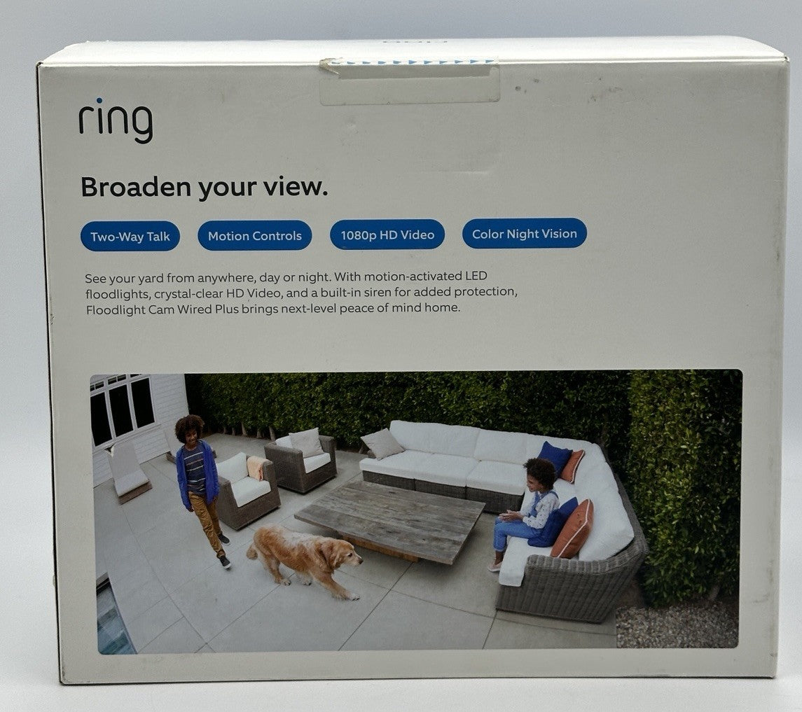 Ring Floodlight Cam Wired Plus 1080P Motion Activated LED Surveillance - NEW