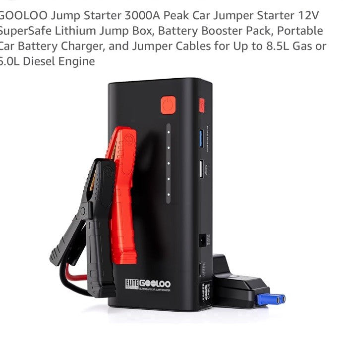 ELITE GOOLOO GE 1200 JUMPSTARTER  3000A 8.5L  GAS 6.0 DIESEL