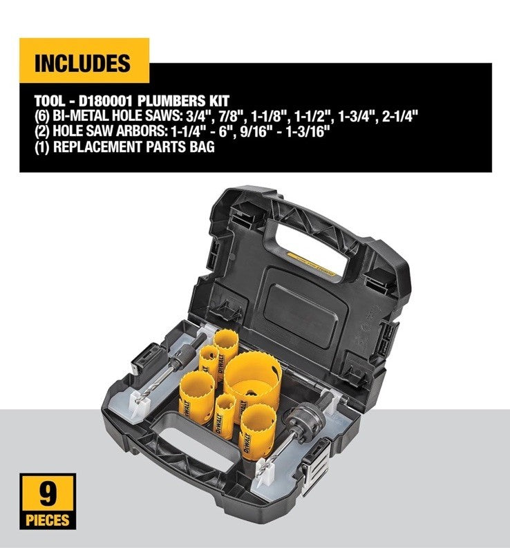 Dewalt 8 pc. PLUMBER'S KIT w/Tough Case #D180001