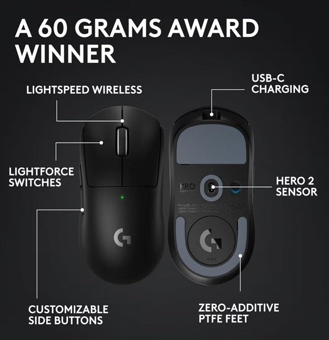 Logitech G PRO X SUPERLIGHT 2 SE wireless gaming mouse, 60 g pro-grade mouse wit