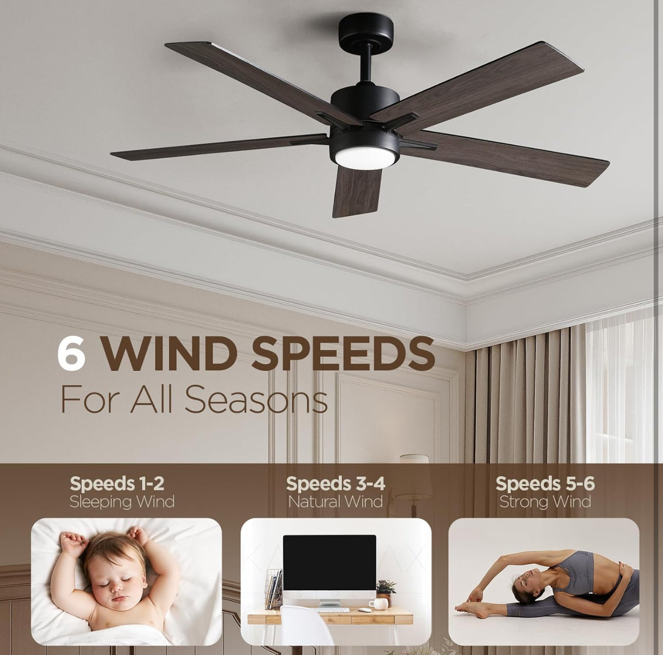 Vagizm Ceiling Fan with Light Remote (walnut)