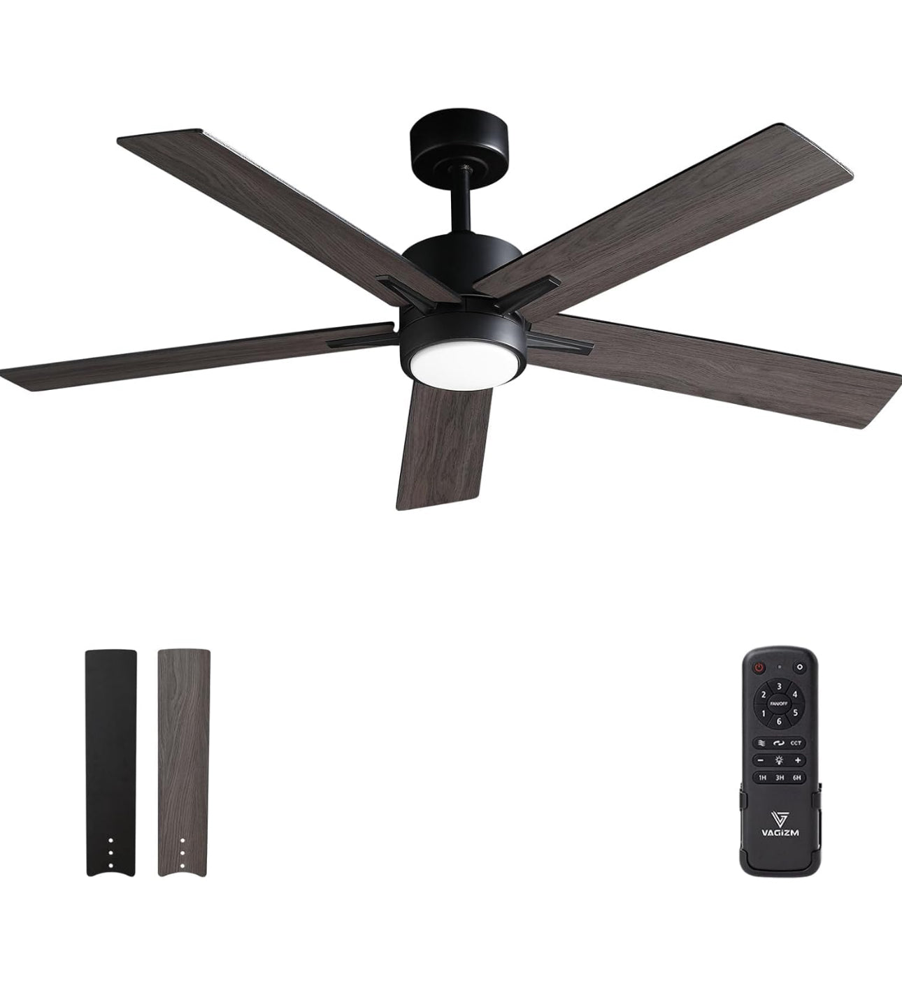 Vagizm Ceiling Fan with Light Remote (walnut)
