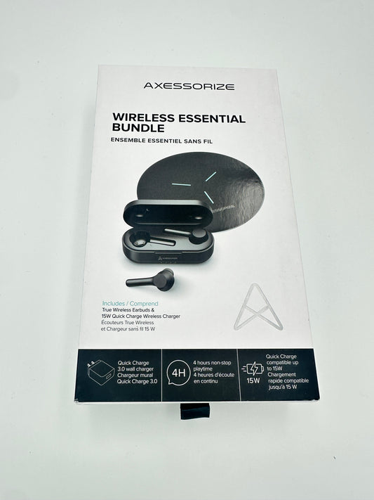Axessorize Essential Bundle, Truly Wireless Headphones & Wireless Charger for Qi Devices