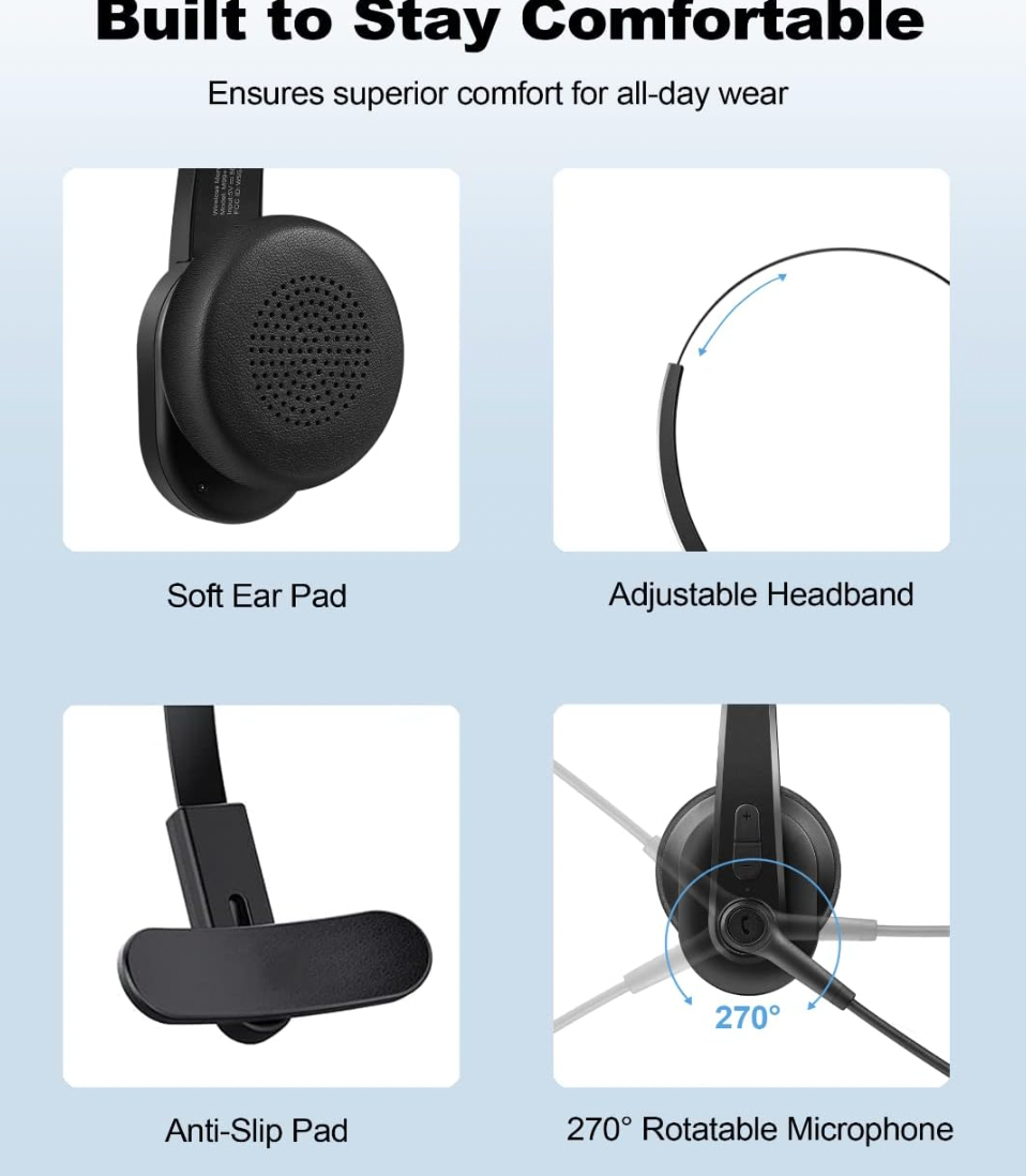 Bluetooth Headset, Sarevile Bluetooth Trucker Headset