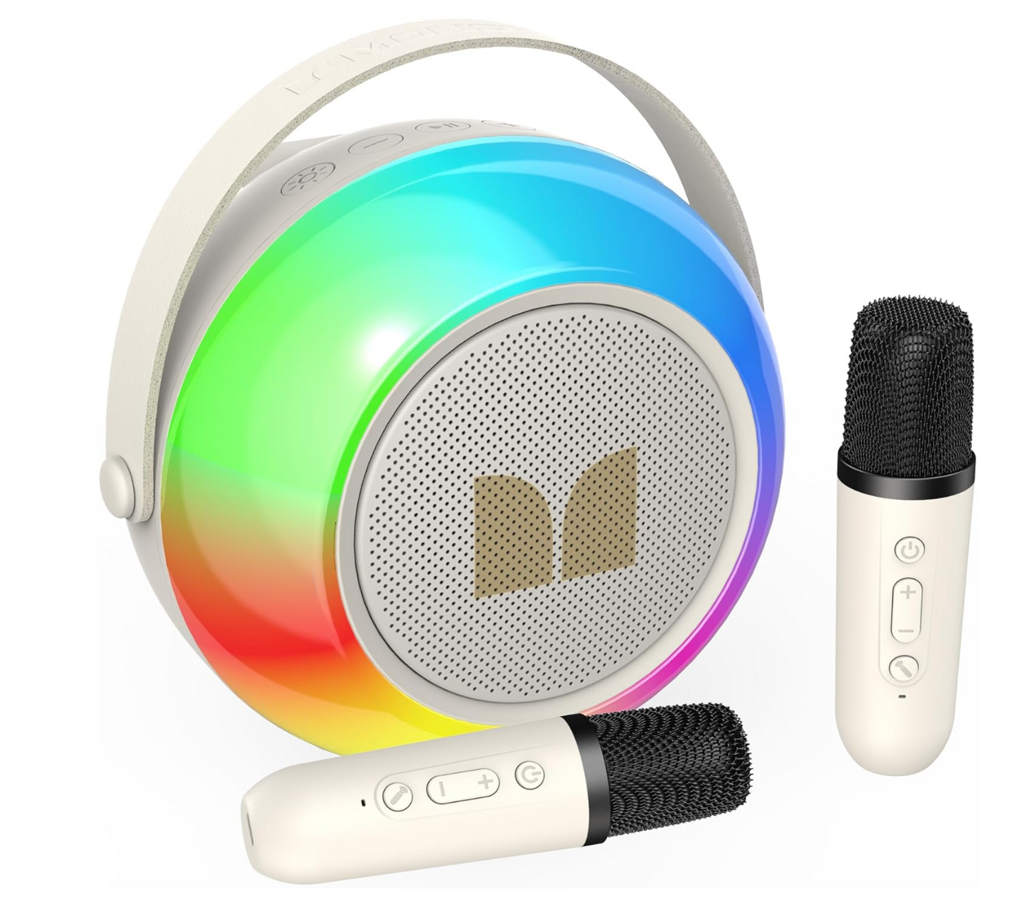 Monster Mini Karaoke Machine for Kids Adults, Portable Bluetooth Speakers with 2 Wireless Microphone