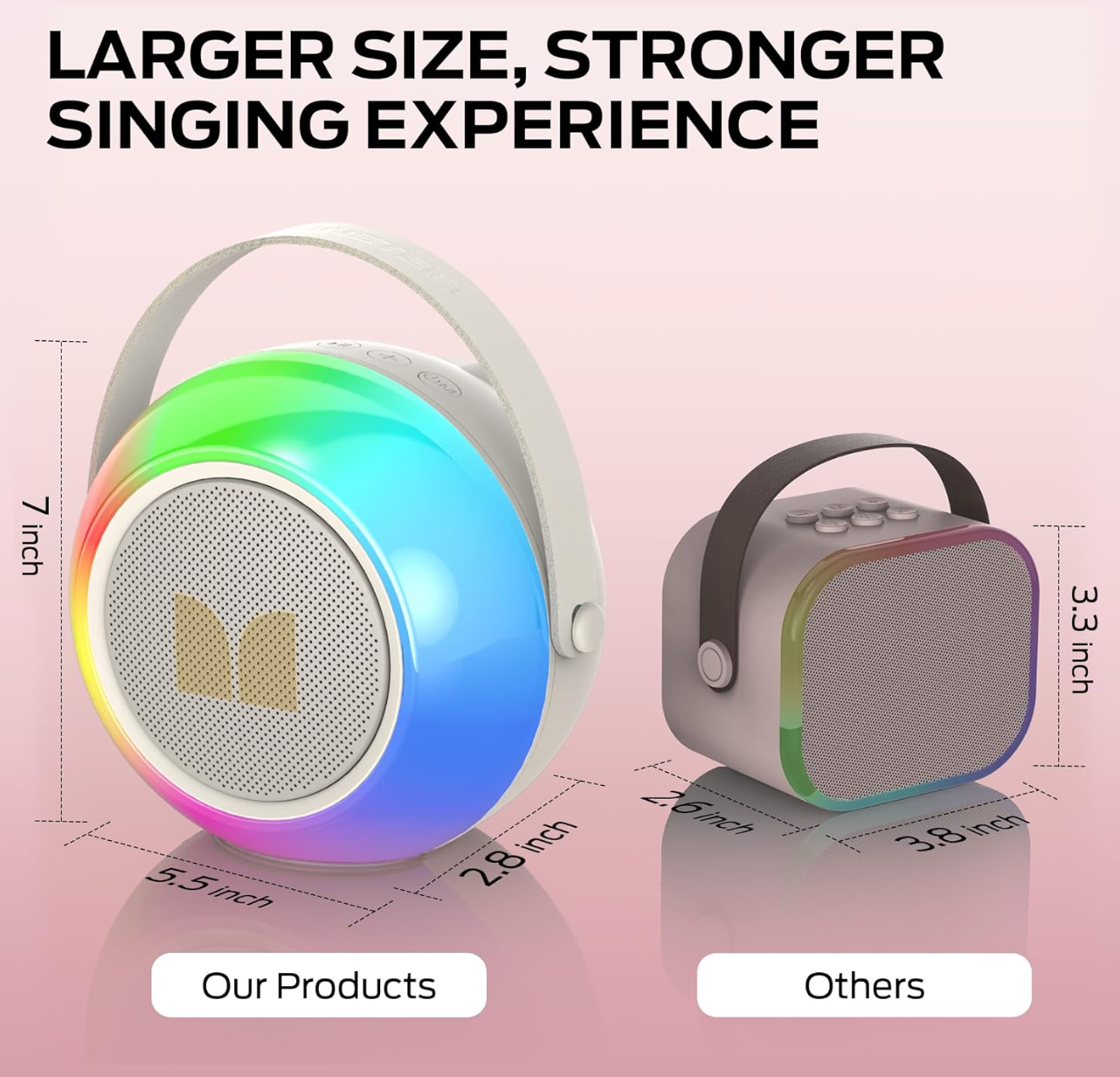 Monster Mini Karaoke Machine for Kids Adults, Portable Bluetooth Speakers with 2 Wireless Microphone