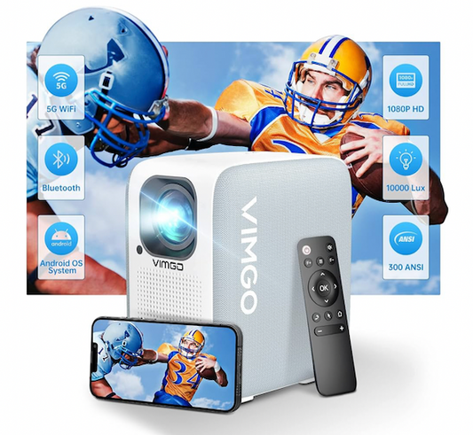 VIMGO P10 Smart Projector - Support 4K, Native 1080P HD