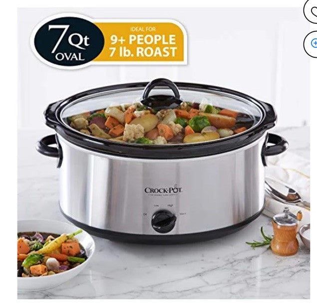 Crock-Pot 7 Quart Oval Manual Slow Cooker – Stainless Steel | Versatile, Large