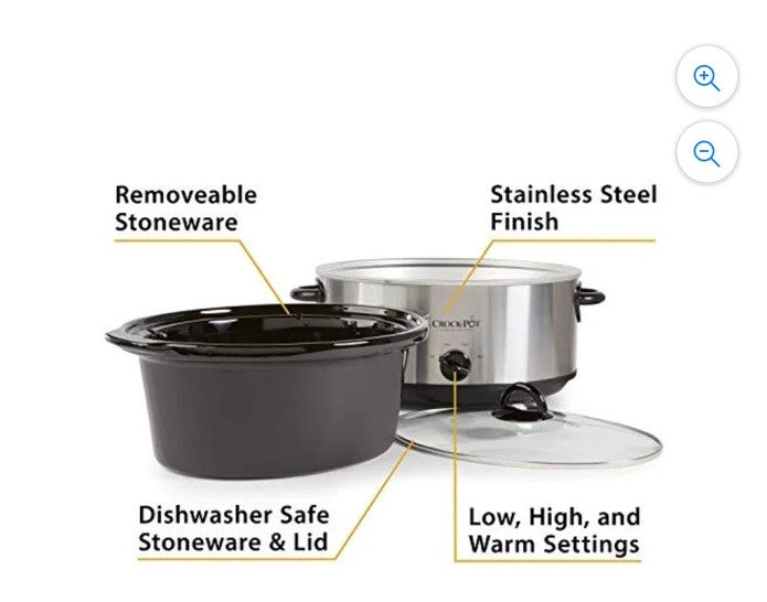 Crock-Pot 7 Quart Oval Manual Slow Cooker – Stainless Steel | Versatile, Large