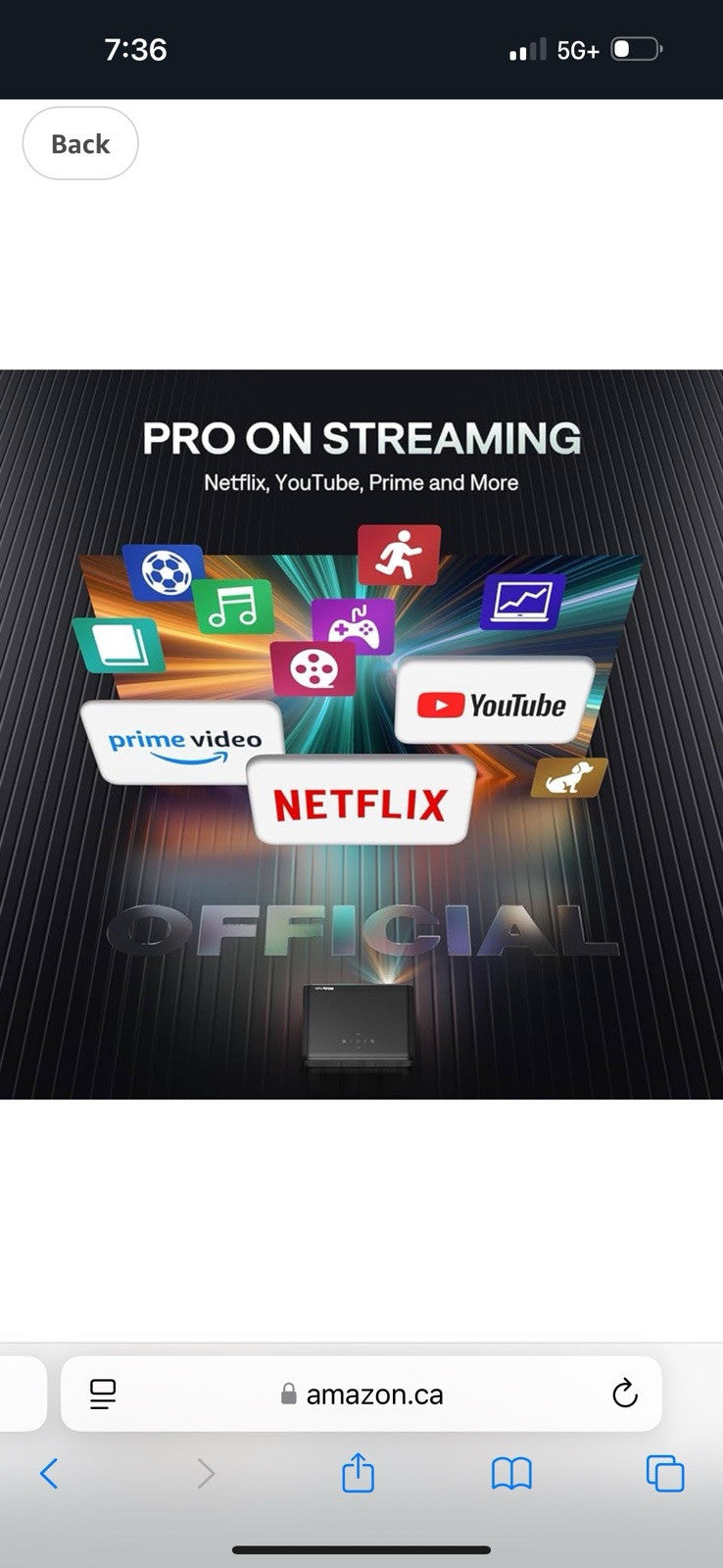 Aurzen EAZZE D1 Pro Smart Projector w/ WiFi and Bluetooth, Netflix Official Gray