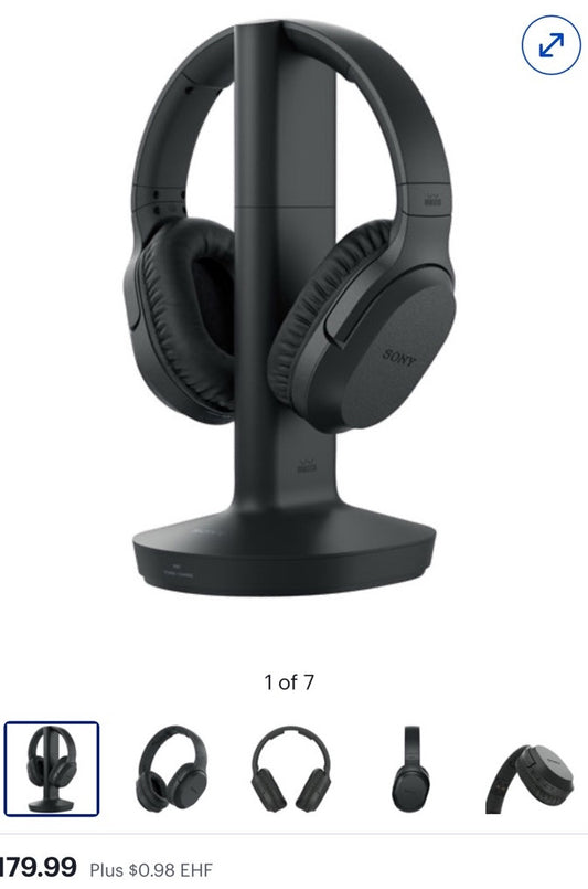 Sony WH-RF400 Over-Ear Sound Isolating RF Headphones - Black