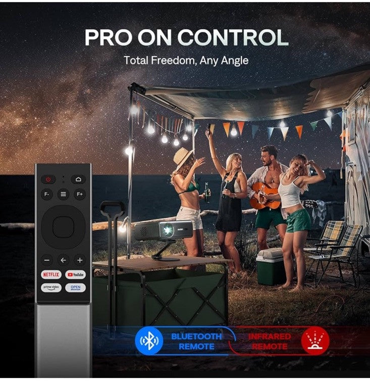 Aurzen EAZZE D1 Pro Smart Projector w/ WiFi and Bluetooth, Netflix Official Gray